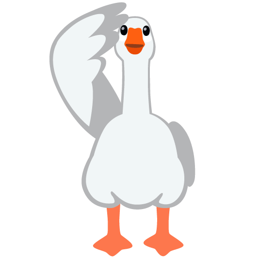 Illustration: a cartoon goose saluting