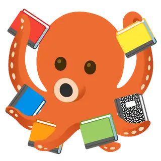 Illustration: an octopus holding a bunch of books in its tentacles